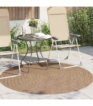 vidaXL Area Rugs Round Moire AGIRA Natural Ø 120 CM Polyester