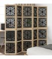 vidaXL Room Divider 5 Panels Brown and Black Solid Wood Paulownia