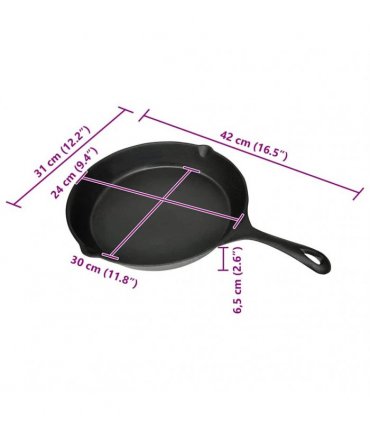 vidaXL Grill Fry Pan Cast Iron 30 cm Round