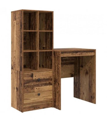 vidaXL Desk with Drawer with Shelf with Storage 2 pcs Old Wood