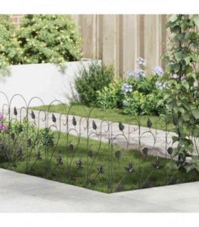 vidaXL Garden Fence 5 pcs Black Steel