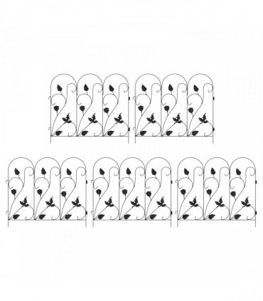 vidaXL Garden Fence 5 pcs Black Steel