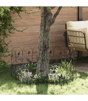 vidaXL Garden Fence 5 pcs Black Steel