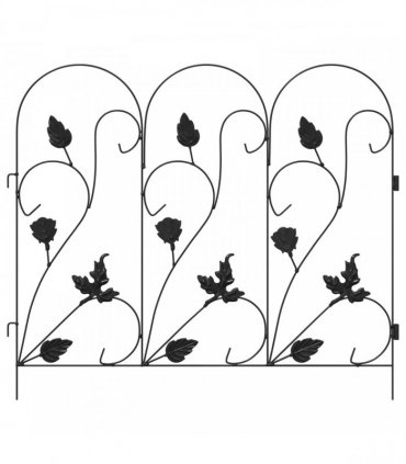 vidaXL Garden Fence 5 pcs Black Steel