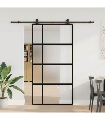 vidaXL Sliding Door with Hardware Set 102.5x205 cm Tempered Glass and Aluminium