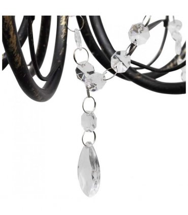 vidaXL Art Nouveau Style Black Chandelier Crystal Beads 3xE14 Bulbs
