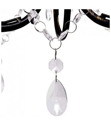 vidaXL Art Nouveau Style Black Chandelier Crystal Beads 3xE14 Bulbs