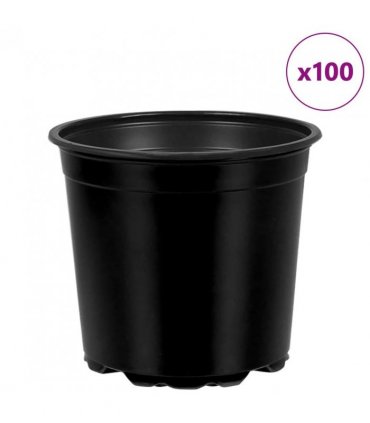 vidaXL Flower Pot 100 pcs Black Ø 15 x 13 cm Plastic