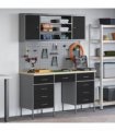 vidaXL Work Cabinet with Drawer 8 pcs Black Engineered Wood and Steel