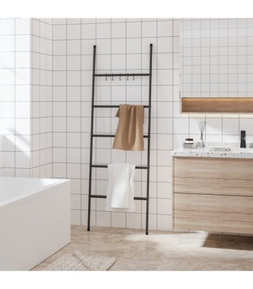 vidaXL Towel Rack Ladder with 5 Tiers Black 58x175 cm Iron