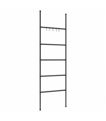 vidaXL Towel Rack Ladder with 5 Tiers Black 58x175 cm Iron