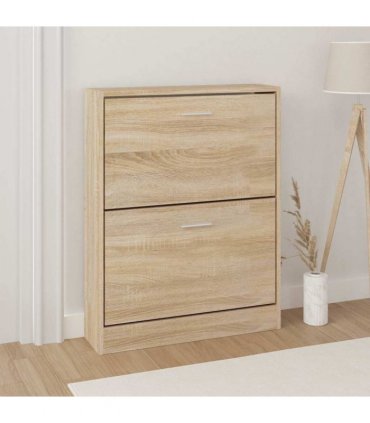 vidaXL Shoe Cabinet Oak 59x17x81 cm Engineered Wood