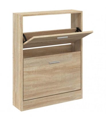 vidaXL Shoe Cabinet Oak 59x17x81 cm Engineered Wood