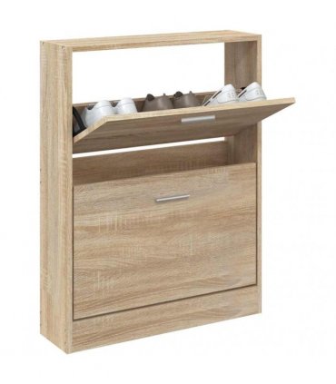 vidaXL Shoe Cabinet Oak 59x17x81 cm Engineered Wood