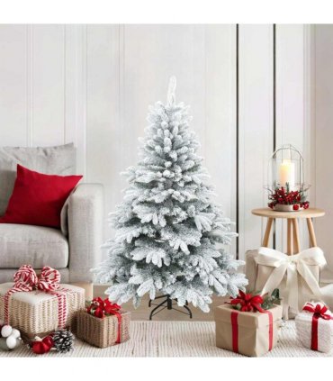 vidaXL Artificial Hinged Christmas Tree Snow Flocked White 120 cm