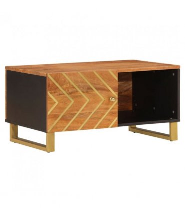 vidaXL Coffee Table Brown and Black 80x50x40 cm Solid Wood Mango
