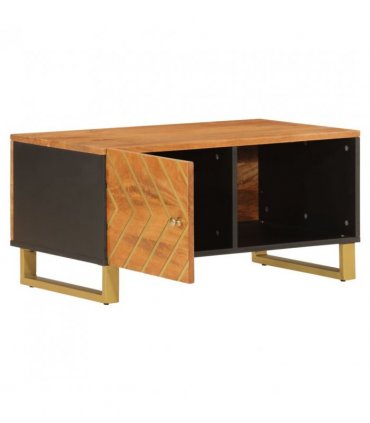 vidaXL Coffee Table Brown and Black 80x50x40 cm Solid Wood Mango