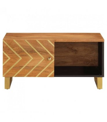 vidaXL Coffee Table Brown and Black 80x50x40 cm Solid Wood Mango