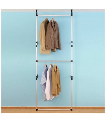vidaXL Telescopic Wardrobe System with Rods Aluminium