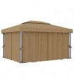 vidaXL Gazebo with Curtain 4x3 m Taupe Aluminium