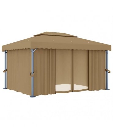 vidaXL Gazebo with Curtain 4x3 m Taupe Aluminium