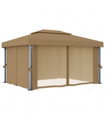 vidaXL Gazebo with Curtain 4x3 m Taupe Aluminium