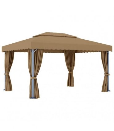 vidaXL Gazebo with Curtain 4x3 m Taupe Aluminium