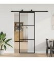 vidaXL Sliding Door with Hardware Set Black 76x205 cm ESG Glass