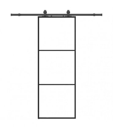 vidaXL Sliding Door with Hardware Set Black 76x205 cm ESG Glass
