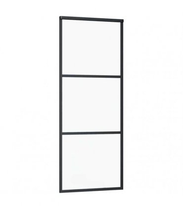 vidaXL Sliding Door with Hardware Set Black 76x205 cm ESG Glass