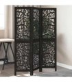vidaXL Room Divider 3 Panels Black Solid Wood Paulownia