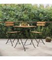 vidaXL Folding Bistro Set | Teak | Solid Teak Wood, Powder-Coated Steel | Medium