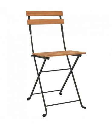 vidaXL Folding Bistro Set | Teak | Solid Teak Wood, Powder-Coated Steel | Medium