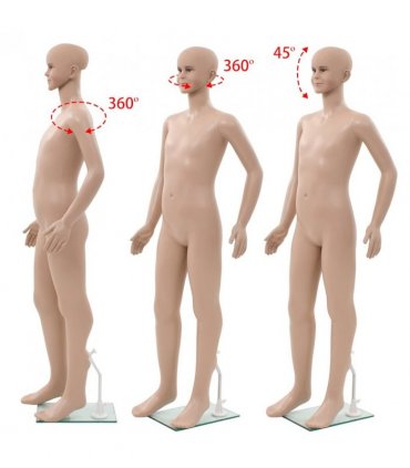 vidaXL Full Body Child Mannequin with Glass Base Beige 140 cm