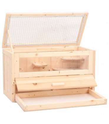 vidaXL Hamster Cage 60x30x35 cm Solid Wood Fir