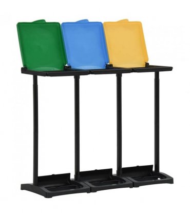 vidaXL Bin Bag Stands with Lid 240-330 L Multicolour PP