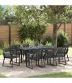 vidaXL Garden Dining Set 9 pcs Black Poly Rattan