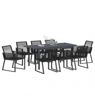 vidaXL Garden Dining Set 9 pcs Black Poly Rattan