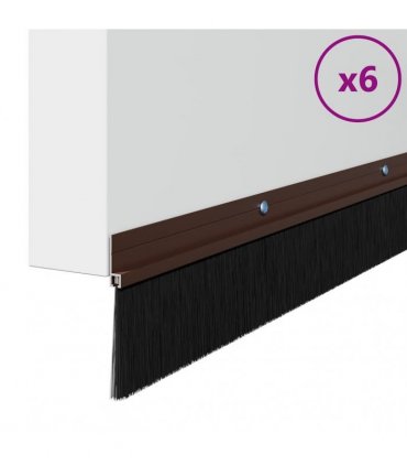 vidaXL Screw-on Door Brush Seals 6 pcs Brown 100 cm Aluminium Alloy
