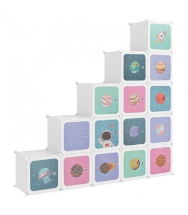 vidaXL Cube Storage Cabinet for Kids with 15 Cubes White PP