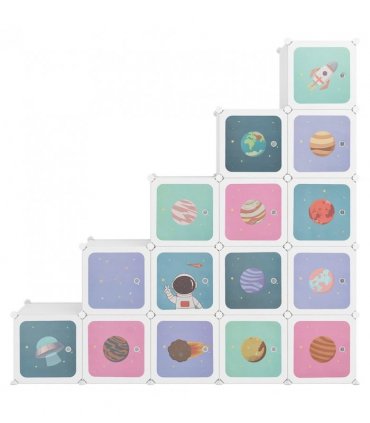 vidaXL Cube Storage Cabinet for Kids with 15 Cubes White PP