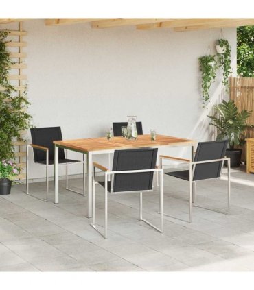 vidaXL Garden Dining Set 5 pcs Brown Solid Teak Wood
