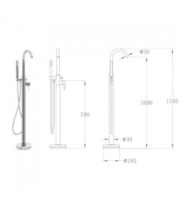 vidaXL Freestanding Bathtub Faucet Stainless Steel 118.5 cm