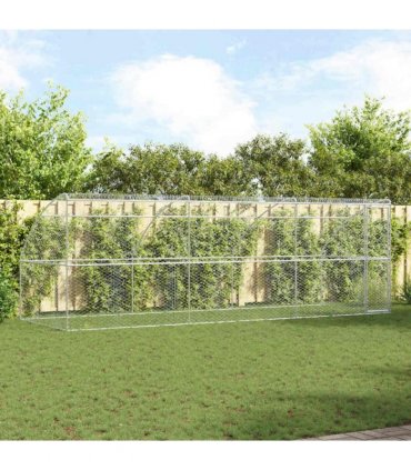 vidaXL Dog Kennel 3 pcs Silver 6 x 2 x 2 m Galvanised steel