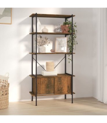 vidaXL 5-Tier Shelving Unit with Cabinet 80x40x163 cm Steel and Engineered Wood