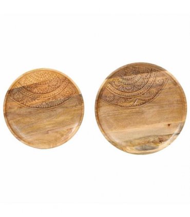vidaXL Round Side Tables 2 pcs Solid Mango Wood and Steel