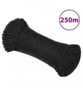 vidaXL Work Rope Black 6 mm 250 m Polypropylene