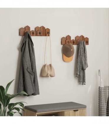 vidaXL Hanger Brown 48 x 8 x 15 cm Solid Mahogany Wood
