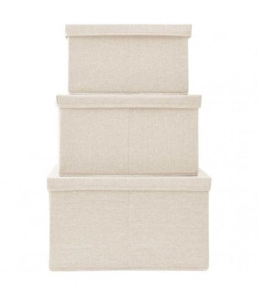 vidaXL Stackable Storage Box Set of 3 Piece Fabric Cream