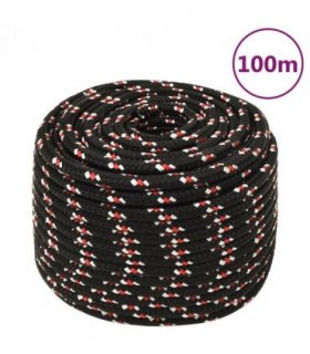 vidaXL Boat Rope Black 14 mm 100 m Polypropylene